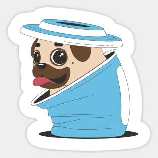 Pug in a coffee cup Sticker